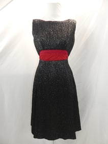 Vintage 1960's Petit Couture Black & Red Silk Dress