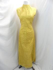 Vintage 1960's Gold Silk Brocade Gown