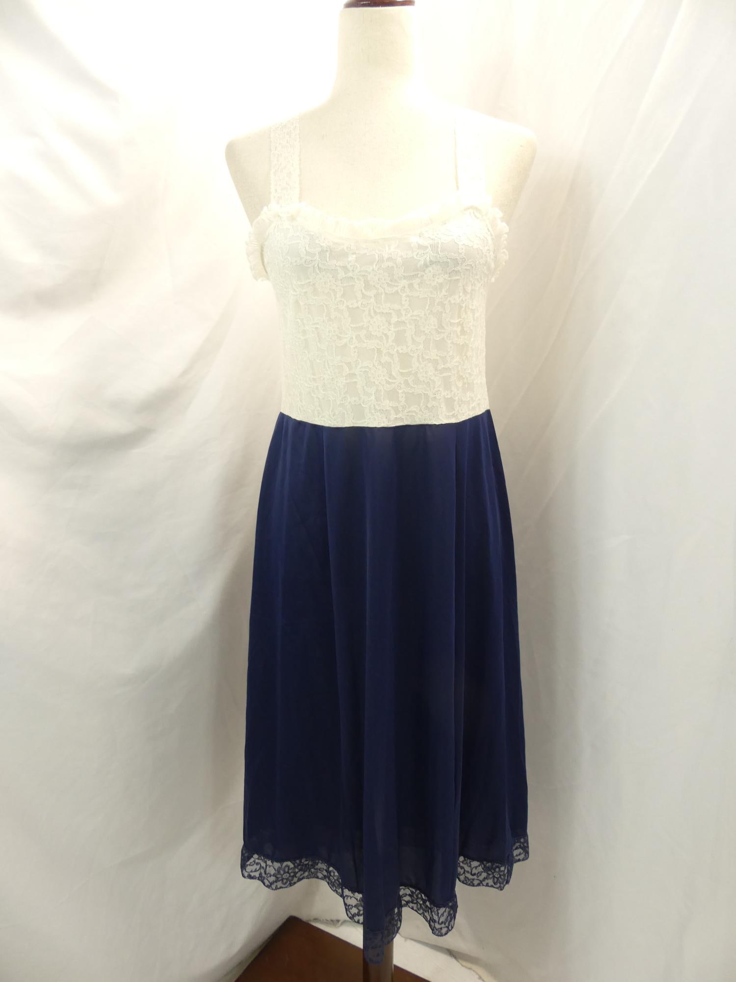 Vintage 1950's Mary Barron Navy & White Lace Slip: size 40, good condition, see photo's