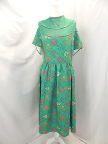 Vintage 1950's Style Green Floral Pouf Dress