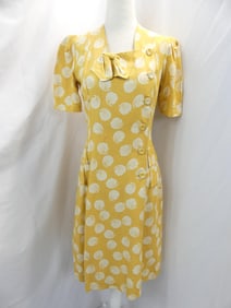 Vintage 1940/50's ? Yellow & White Asymmetric Dress