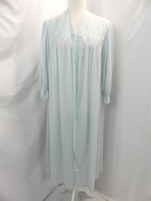 Vintage 1950's Seamprufe Blue Nylon & Lace Robe