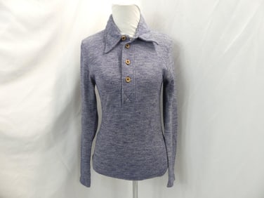Vintage 1970's Elaine Post Blue Knit Sweater