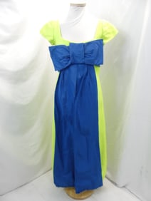 Vintage 1960's Fiandaca Couturier Green Silk Gown