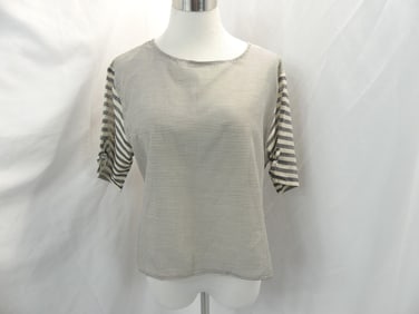 Vintage Black & White Striped Silk Blend Tunic