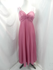 Vintage 1970's Pink Poly Accordian Pleated Gown