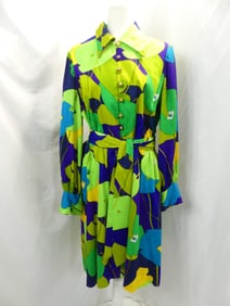 Vintage 1960/70's Bold Abstract Floral Dress with Belt