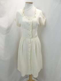 Vintage 1940's White Rayon Classic Day/Office Dress