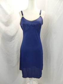 Vintage 1970's Mistee Navy Blue Nylon & Lace Slip