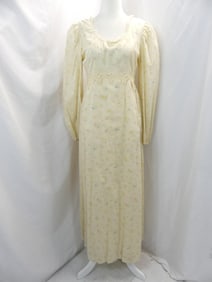 Vintage 1970's Swiss Dot & Floral Empire Waist Gown