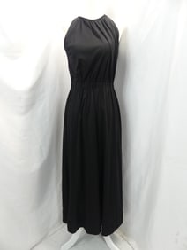 Vintage 1960's Black Halter Poly Knit Gown