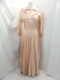 Vintage 1940's Pink Taffeta Accordian Pleated Gown