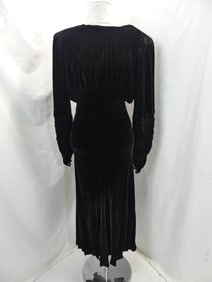 Vintage 1930's Black Velvet Evening Dress