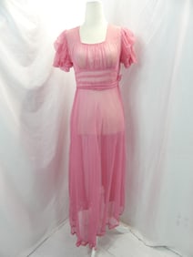 Vintage 1930's Pink Sheer Chiffon Dress