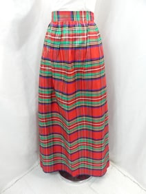 Vintage 1970/80's Plaid Taffeta Full Length Skirt