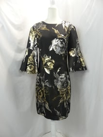 Vintage Black with Gold & Silver Shift W Bell Sleeves