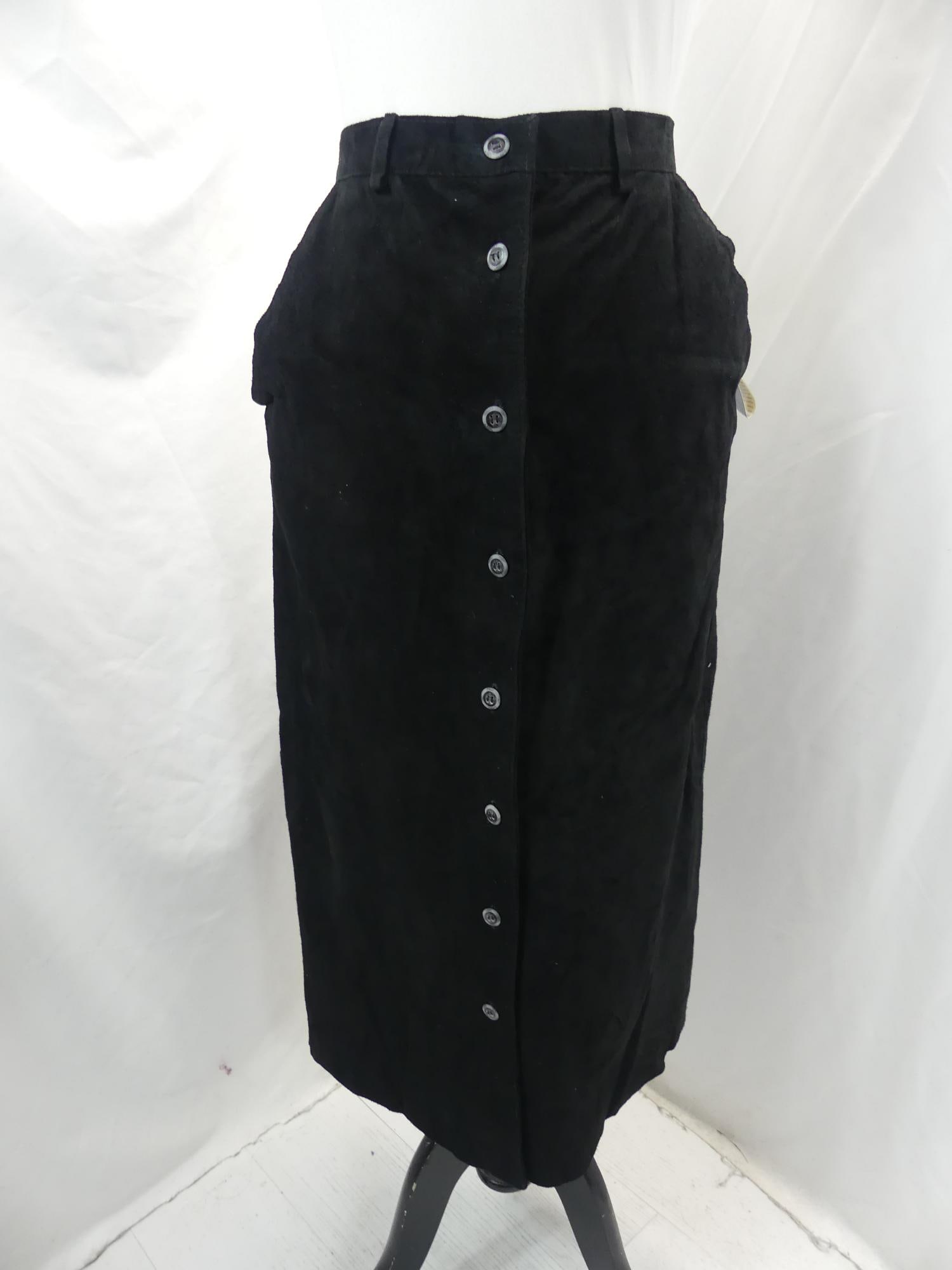 Vintage Chaus Black Suede Button Front Skirt: approx. 28 waist, old store stock with original tags, see photo's