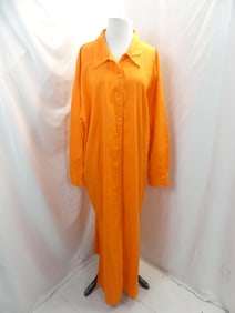 Vintage 1990's Styleworks Orange Linen Maxi Duster