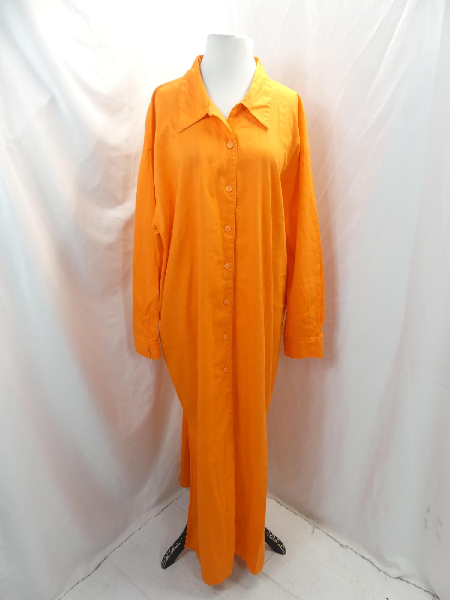 Vintage 1990's Styleworks Orange Linen Maxi Duster (1 of 5)