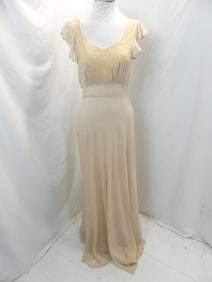 Vintage 1930's Sheer Blush Silk & Lace Negligee