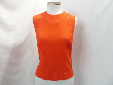 Vintage 1950/60's Orange Silk Micro Pleated Blouse