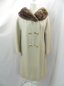 Vintage 1950's Saks Fifth Ave Coat with Mink Collar