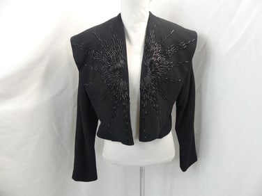 Vintage 1980's Ellen Tracy Black Jacket with Beading