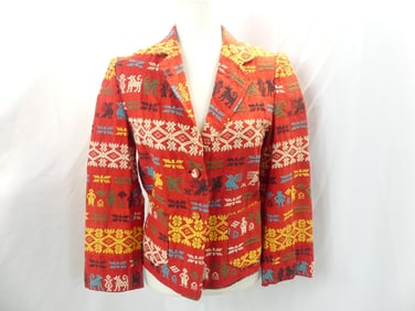 Vintage Red Cotton Ethnic Embroidered Jacket