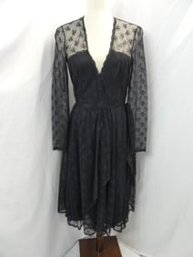 Vintage 1970's Albert Capraro Black Lace Dress