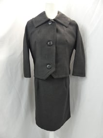 Vintage 1960's Vedette Mode Gray Dress & Jacket Set