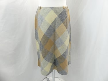 Vintage 1970's Checkered Wool A-Line Skirt