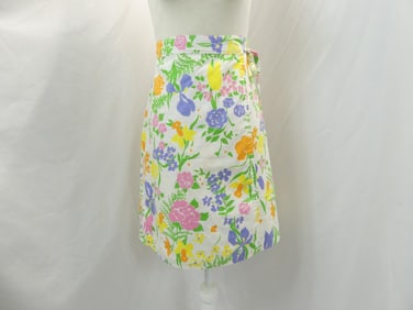 Vintage 1970's Pretty Please Cotton Floral  Wrap Skirt