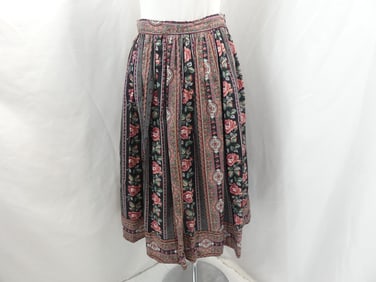 Vintage 1980's Floral Cotton Gathered Poof Skirt