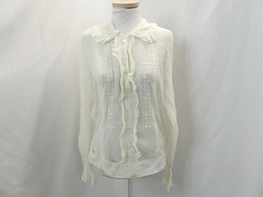 Antique 1910's White Gauze Blouse with Ruffles