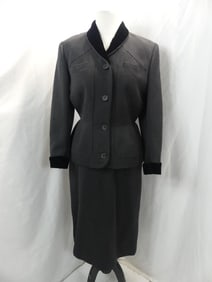 Vintage 1950's Gray Wool & Velvet Skirt & Jacket Set