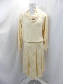 Vintage 1980's Vanna Silk Rose Pattern Skirt & Blouse