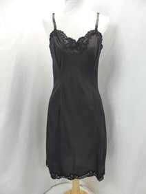 Vintage 1950's Black Rayon & Lace Full Slip