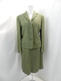 Vintage 1950-60's Gordan-Ford Green Wool Skirt  Set