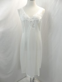 Vintage White Nylon &b Lace Full Slip