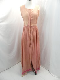 Victorian Pink Calico Cotton Day Dress/ Robe
