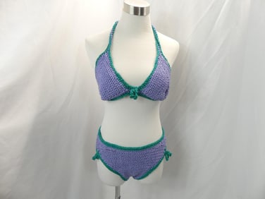 Vintage 1970's Hand Crochet Bikini Bathing Suit