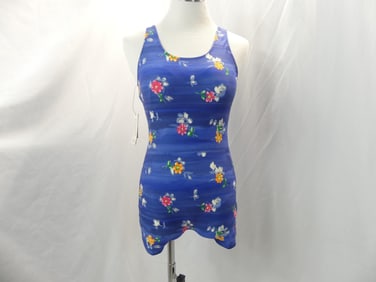 Vintage Roberta Di Camerino Blue Floral Bathing Suit
