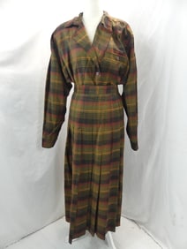 Vintage 1980's Christian Dior Plaid Skirt Set