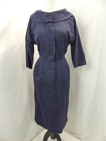 Vintage 1950's Pornette Cotton Blue Cocktail Dress