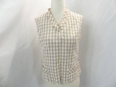 Vintage 1950's Brown & White Checkered Blouse