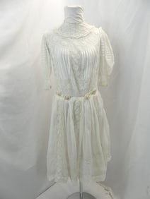 Antique White Tissue Cotton & Lace Girls Tea Dress