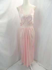 Vintage 1980's Debutante Pink Nylon & Lace Negligee