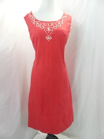 Vintage 1960's Red Cotton Shift with Corde Detail