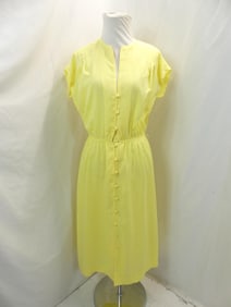 Vintage 1970's Leslie Fay Yellow Button Front Dress