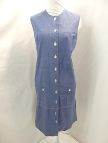 Vintage 1970's Blue Cotton Smock Style Dress